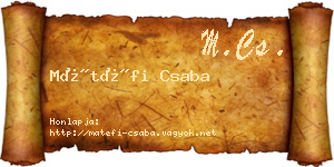 Mátéfi Csaba névjegykártya